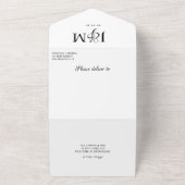 Elegant White Monogram Photo Overlay Wedding All In One Uitnodiging (Buitenkant)