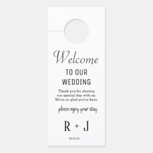Elegant White Monogram Wedding Hotel Initiaal Deurhanger