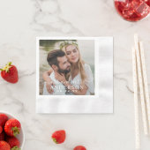 Elegant White Mr. en Mrs Monogram Foto Wedding Servet (Insitu)