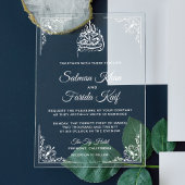 Elegant White Muslim Wedding Acryl Uitnodigingen