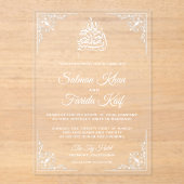 Elegant White Muslim Wedding Acryl Uitnodigingen (Voorkant)