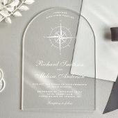 Elegant White Nautical Compass Wedding Acryl Uitnodigingen