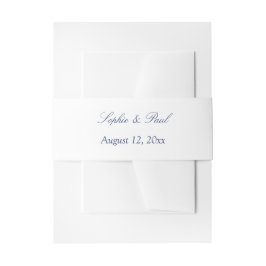 Elegant White Navy Blue Wedding Uitnodigingen Wikkel