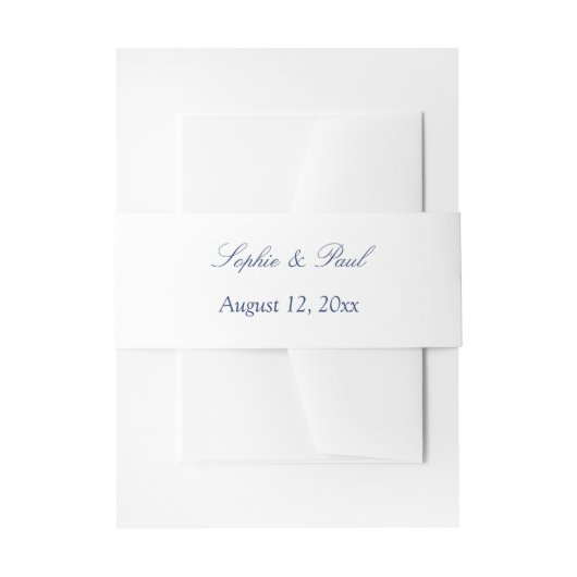Elegant White Navy Blue Wedding Uitnodigingen Wikkel (Voorkant Voorbeeld)
