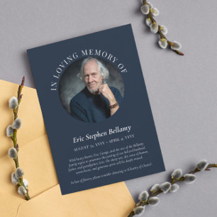 Elegant White Navy in Loving Memory Annountion Aankondiging