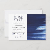 Elegant White & Navy Waterverf Paint Wash Wedding RSVP Kaartje (Voorkant)