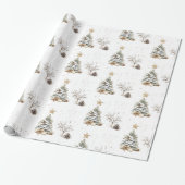 Elegant White New Year Frosted Tree pine Cadeaupapier (Uitgerold)