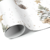 Elegant White New Year Frosted Tree pine Cadeaupapier (Rol Hoek)