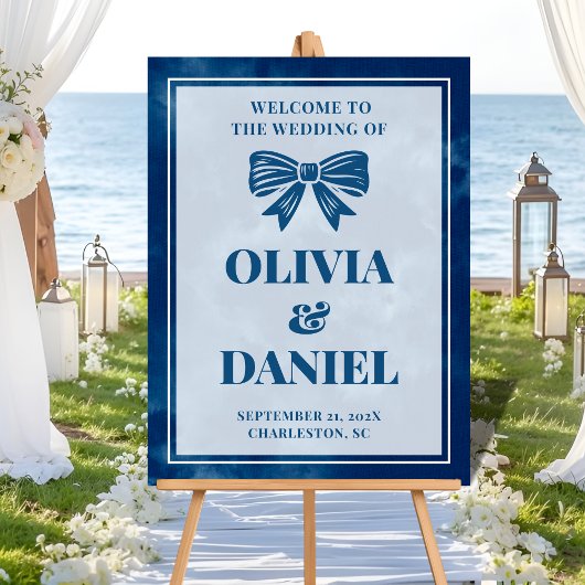 Elegant White on Navy Welcome Sign Acryl Bord