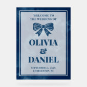 Elegant White on Navy Welcome Sign Acryl Bord (Voorkant)