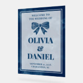 Elegant White on Navy Welcome Sign Acryl Bord (Hoek)