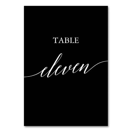 Elegant White op Black Calligraphy Table Eleven Kaart (Voorkant)