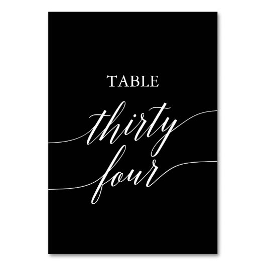 Elegant White op Black Table Number 34 Kaart (Voorkant)