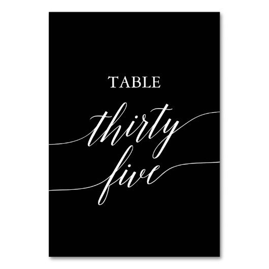 Elegant White op Black Table Number 35 Kaart (Achterkant)