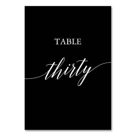 Elegant White op zwart tabelnummer Derendertig Kaart (Achterkant)