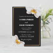 elegant white orchid blooms wedding kaart (Staand voorkant)