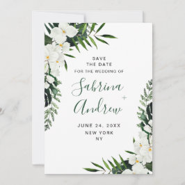 Elegant White Orchid Bohemian Greenery Wedding Save The Date