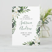 Elegant White Orchid Bohemian Greenery Wedding Save The Date (Staand voorkant)