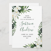 Elegant White Orchid Bohemian Greenery Wedding Save The Date (Voorkant / Achterkant)