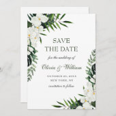 Elegant White Orchid Bohemian Greenery Wedding Save The Date (Voorkant / Achterkant)
