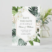 Elegant White Orchid Bohemian Greenery Wedding Save The Date (Staand voorkant)