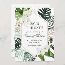 Elegant White Orchid Bohemian Greenery Wedding Save The Date