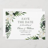 Elegant White Orchid Bohemian Greenery Wedding Save The Date (Voorkant / Achterkant)