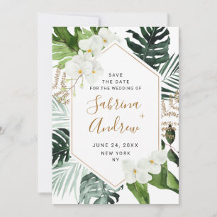 Elegant White Orchid Bohemian Greenery Wedding Save The Date