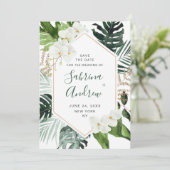 Elegant White Orchid Bohemian Greenery Wedding Save The Date (Staand voorkant)