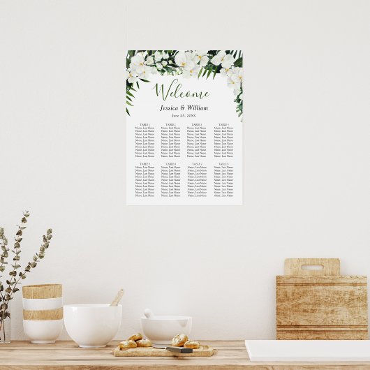 Elegant White Orchid Boho 8 Tables SEINGESCHART Poster (Keuken)