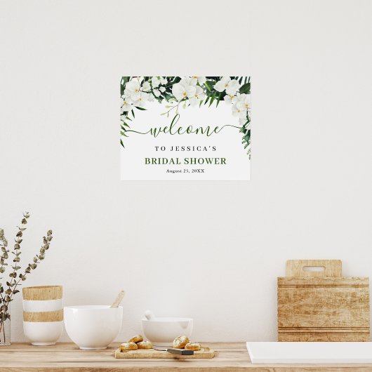 Elegant White Orchid Boho Vrijgezellenfeest Welkom Poster (Keuken)