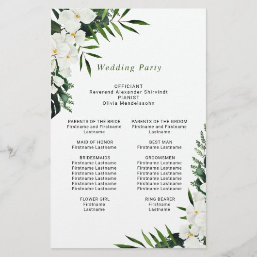 Elegant White Orchid Boho Wedding Ceremony Program (Achterkant)