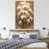 Elegant White Orchid Bouquet Canvas Afdruk (Insitu (Slaapkamer))
