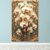 Elegant White Orchid Bouquet Canvas Afdruk (Insitu (Houten vloer))
