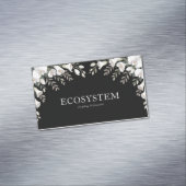 Elegant White Orchid Calla Lily Black Silver Frame Magnetisch Visitekaartje (Voorbeeld)