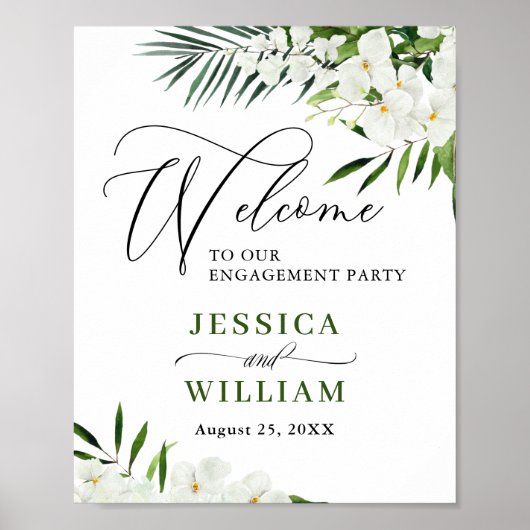Elegant White Orchid ENGAGTY Welkomstteken Poster (Voorkant)