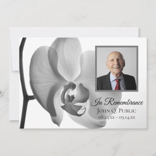 Elegant White Orchid Flower Death Jubileum Kaart (Voorkant)