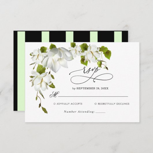 Elegant White Orchid greenery Wedding RSVP Kaart (Voorkant / Achterkant)
