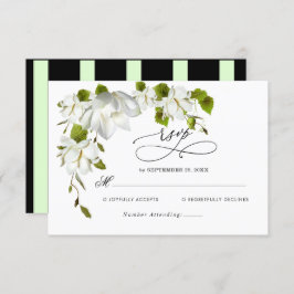 Elegant White Orchid greenery Wedding RSVP Kaart