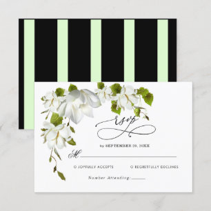 Elegant White Orchid greenery Wedding RSVP Kaart