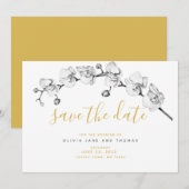 Elegant White Orchid Modern Boho Stylish Wedding Save The Date (Voorkant / Achterkant)