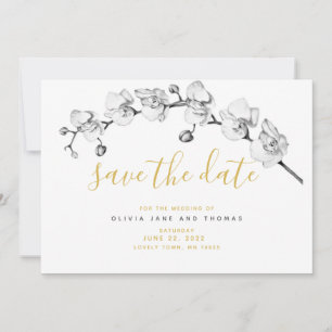 Elegant White Orchid Modern Boho Stylish Wedding Save The Date