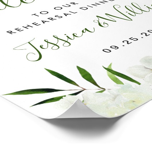 Elegant White Orchid REHEARSAL DINNER Welkomstteke Poster (Hoek)