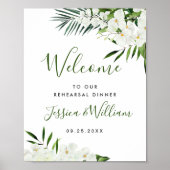 Elegant White Orchid REHEARSAL DINNER Welkomstteke Poster (Voorkant)