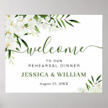 Elegant White Orchid REHEARSAL DINNER Welkomstteke Poster<br><div class="desc">Elegant White Orchid REHEARSAL DINNER Welcome Sign.</div>