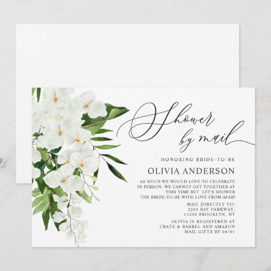 Elegant White Orchid Virtual Vrijgezellenfeest by  Kaart (Voorkant / Achterkant)