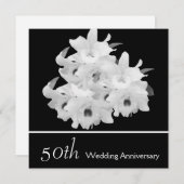 Elegant White Orchids 50th Jubileum Invitation Kaart (Voorkant / Achterkant)