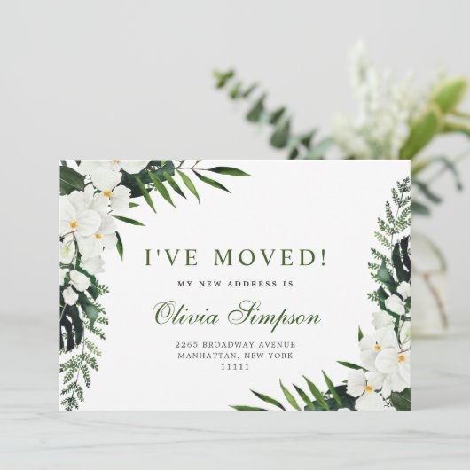 Elegant White Orchids Bohemian Announding Kaarten (Staand voorkant)