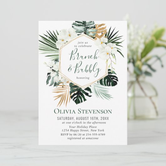 Elegant White Orchids Bohemian BRIDAL SHOWER Kaart (Staand voorkant)