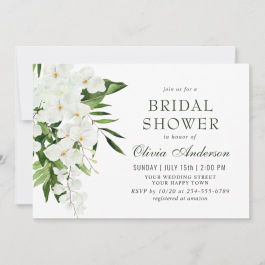Elegant White Orchids Bohemian BRIDAL SHOWER Kaart (Voorkant)